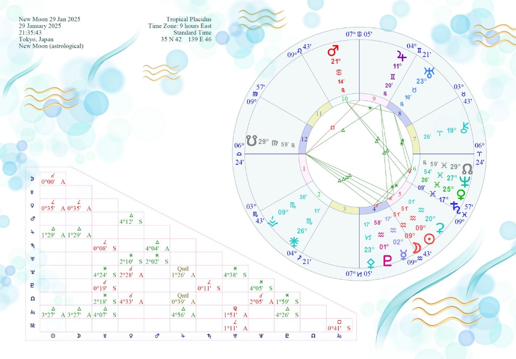 水瓶座新月図（2025年1月29日）